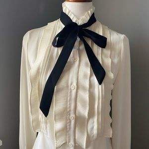 White Nasty Gal Bow Blouse